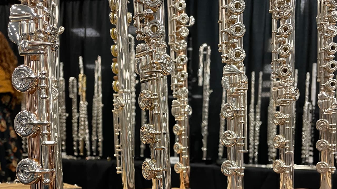 Photo of flutes ready to trial from Flute Specialists