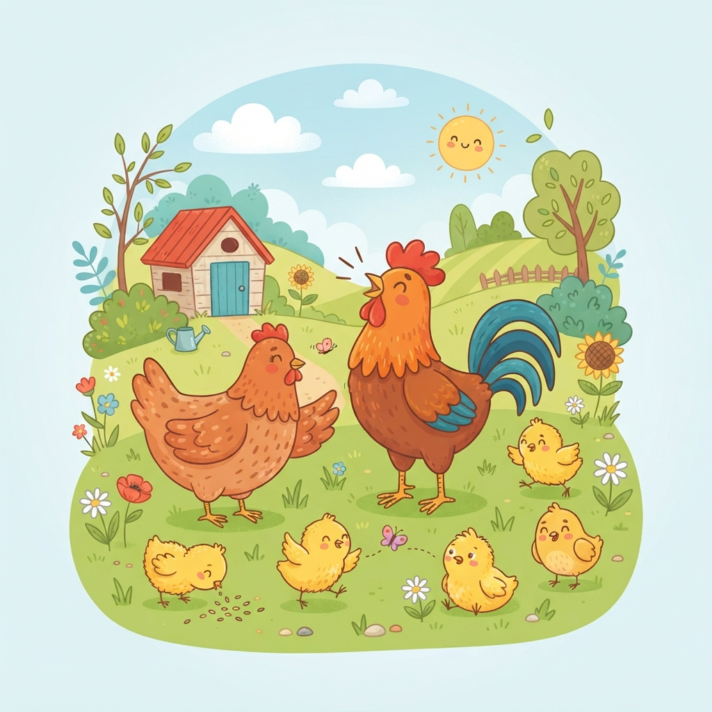À la découverte de la basse-cour : le coq, la poule et les poussins