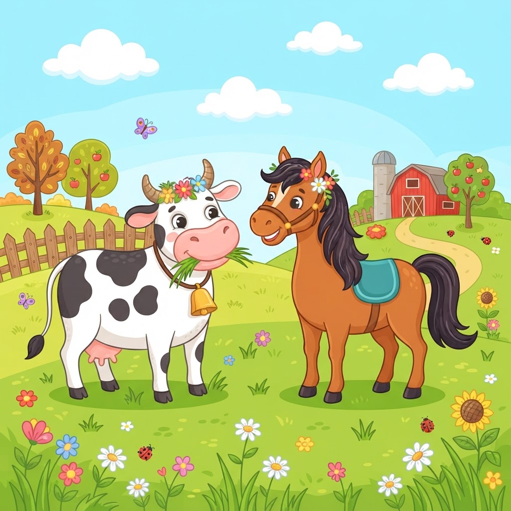 La vache et le cheval : une semaine à la ferme