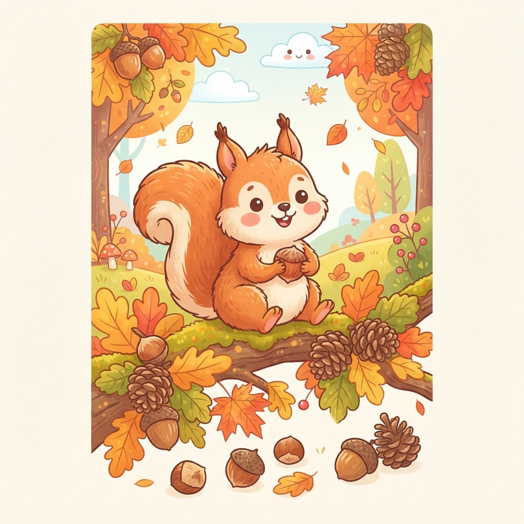 Semaine des petits écureuils : noisettes et pommes de pin d'automne