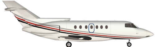 Side profile of Beechcraft Hawker 800 aircraft