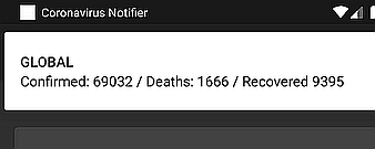 Notifications showing the global infected numbers upon update