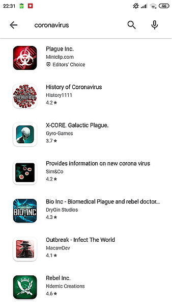 All previously existed coronavirus apps disappeared from the Play Store