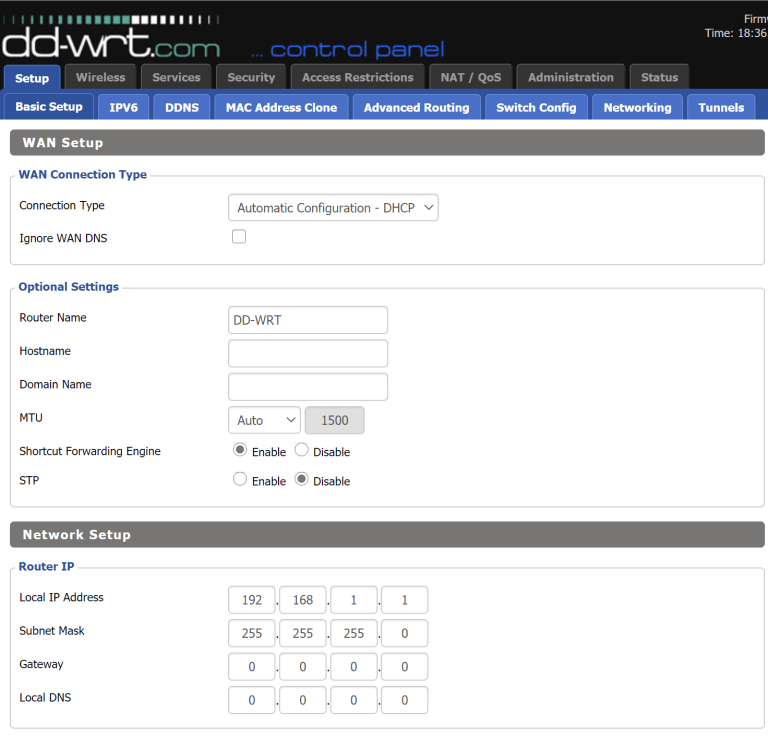 DD-WRT Screen