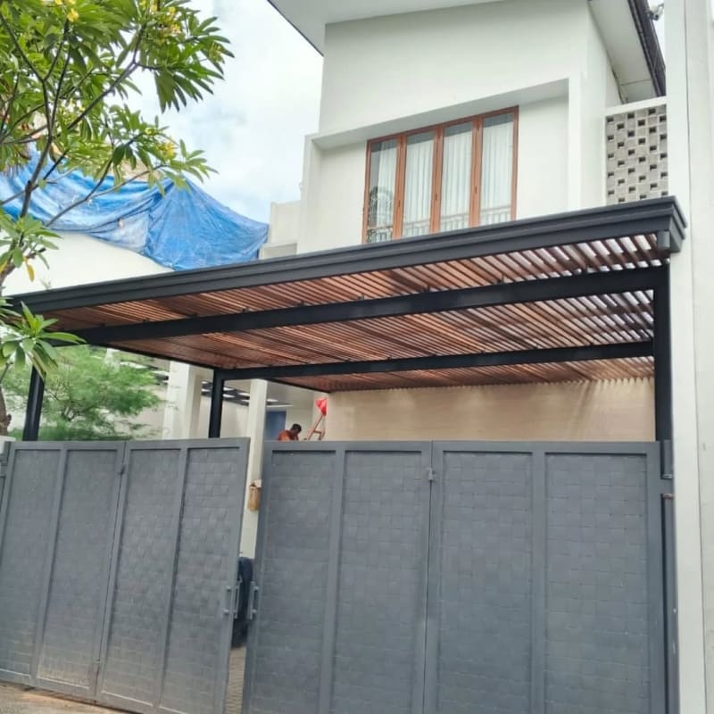 Hasil pengerjaan proyek Kanopi Kisi-Kisi Welder Bintaro presisi tanpa kompromi Bintaro Tangerang Selatan
