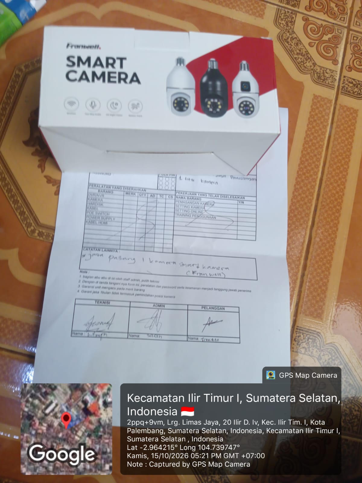 Dokumentasi produk Smart Camera Franwell untuk pemasangan CCTV Palembang