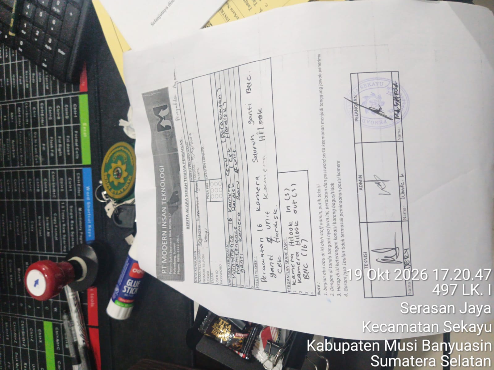 Pengecekan hard disk dan fungsi sistem CCTV Pengadilan Agama Sekayu