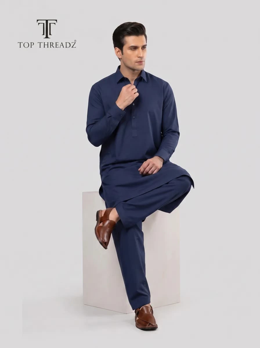 Navy Blue Wash & Wear | Top Threadz - View 1