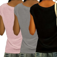 3-Pack Women's Cap Sleeve V-Neck Tank Tops Casual Loose Fit Basic Tees product 7