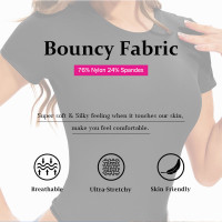 USA Warehouse Shipping Going Out T Shirt Tops Second-skin Feel Recycle Shapewear Crew Neck Short Sleeve Bodysuit For Women product 1