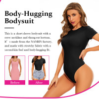 USA Warehouse Shipping Going Out T Shirt Tops Second-skin Feel Recycle Shapewear Crew Neck Short Sleeve Bodysuit For Women product 3