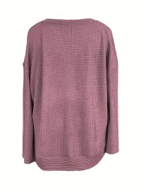 Self-pick-up Plus Size Women'S Casual Round Neck Long Sleeve T-Shirt Solid Colour Waffle Top Only Self-pickup Is Supported product 1