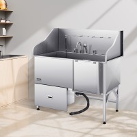 61 Inch Dog Grooming Bath Tub Stainless Steel W Ramp Water Filter product 1
