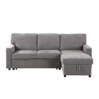 Upholstery Sleeper GREY Sectional Sofa With Storage Space, USB Port, 2 Cup Holders On Back Cushions product 11