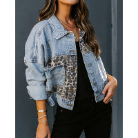 Women's Cropped Distressed Denim Jacket Ripped Button Down Jean Jacket Long Sleeve Casual Streetwear Coat product 4