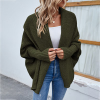 New Loose Knitted Sweater Solid Color Bat Sleeve Large Lapel Cardigan Autumn And Winter Fashion Jacket For Women Clothing product 5