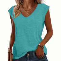3-Pack Women's Cap Sleeve V-Neck Tank Tops Casual Loose Fit Basic Tees product 11