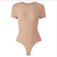 USA Warehouse Shipping Going Out T Shirt Tops Second-skin Feel Recycle Shapewear Crew Neck Short Sleeve Bodysuit For Women product 2