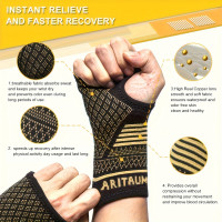 1 Pair Copper Wrist Compression Sleeves Support Brace Unisex For Sports Fitness Workouts Typing Breathable Hand Protection product 6