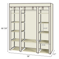 Non-woven Wardrobe 5 Layers 12 Compartments 150x45x175-beige product 5