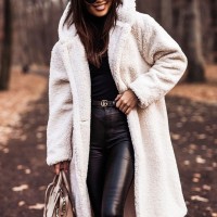 Autumn Winter Fashion Elegant Long Coat Woman Plush Warm Faux Fleece Coat Women Teddy Jacket Female Teddy Coat Outwear Ladies product 1