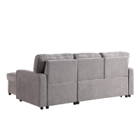 Upholstery Sleeper GREY Sectional Sofa With Storage Space, USB Port, 2 Cup Holders On Back Cushions product 12