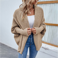 New Loose Knitted Sweater Solid Color Bat Sleeve Large Lapel Cardigan Autumn And Winter Fashion Jacket For Women Clothing product 4