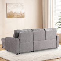 Upholstery Sleeper GREY Sectional Sofa With Storage Space, USB Port, 2 Cup Holders On Back Cushions product 5