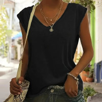 3-Pack Women's Cap Sleeve V-Neck Tank Tops Casual Loose Fit Basic Tees product 10