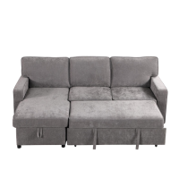 Upholstery Sleeper GREY Sectional Sofa With Storage Space, USB Port, 2 Cup Holders On Back Cushions product 1