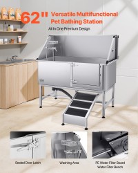 62 Inch Dog Grooming Bath Tub Stainless Steel W Ramp Water Filter product 9