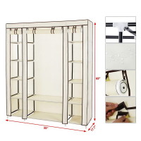 Non-woven Wardrobe 5 Layers 12 Compartments 150x45x175-beige product 9