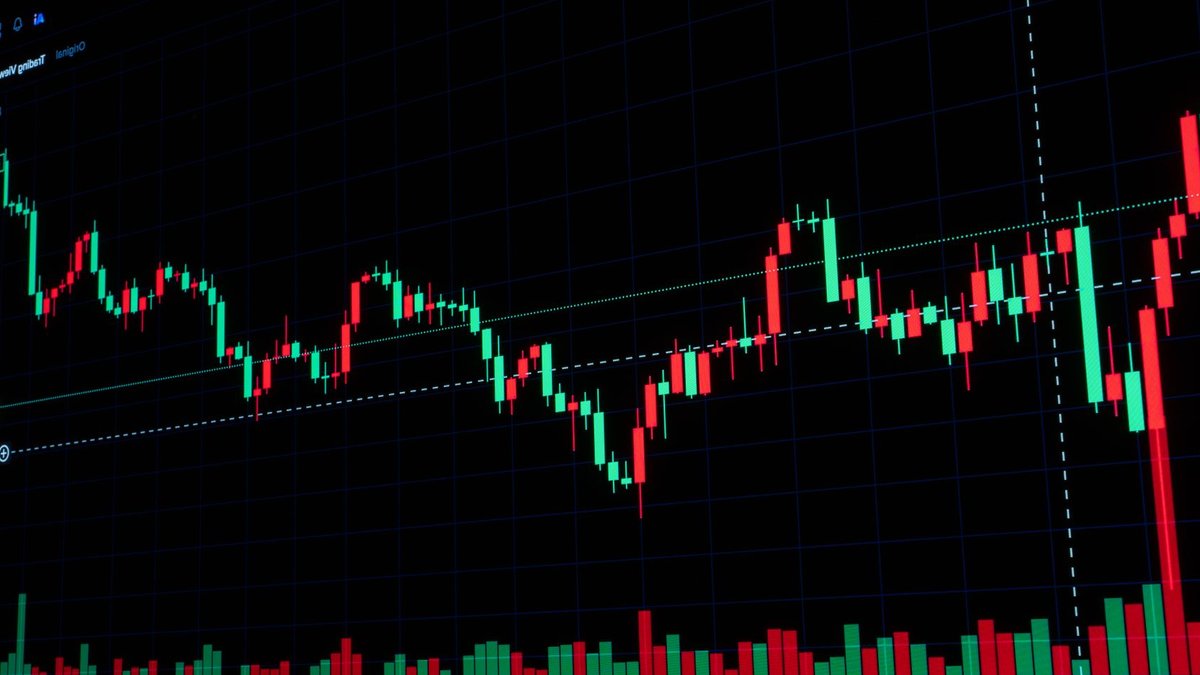 High contrast trading chart showing market trends and analysis indicators.