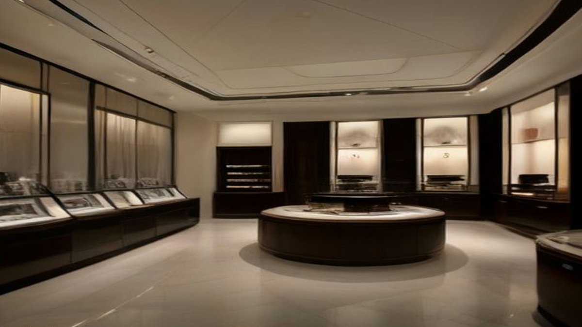 Luxury watch store interior.