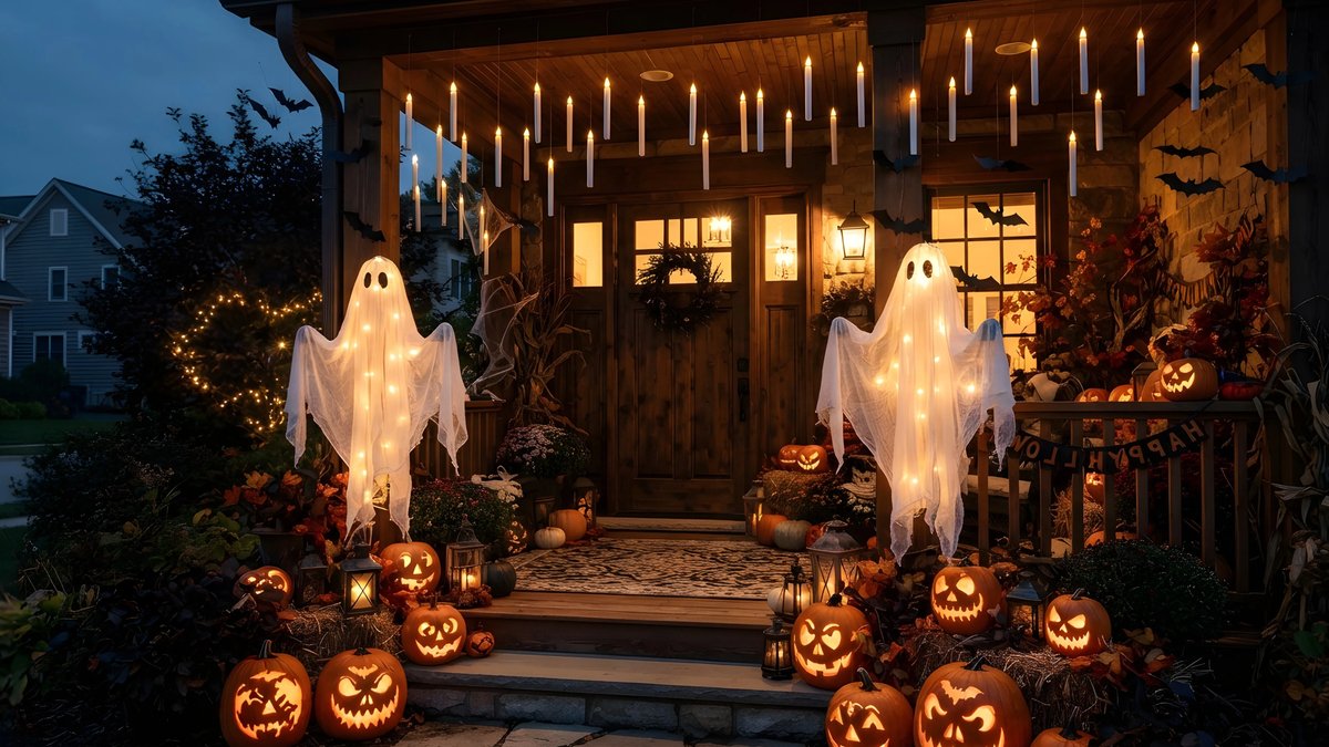 New Homes Spotlight Front Porch Halloween Displays - front porch new homes