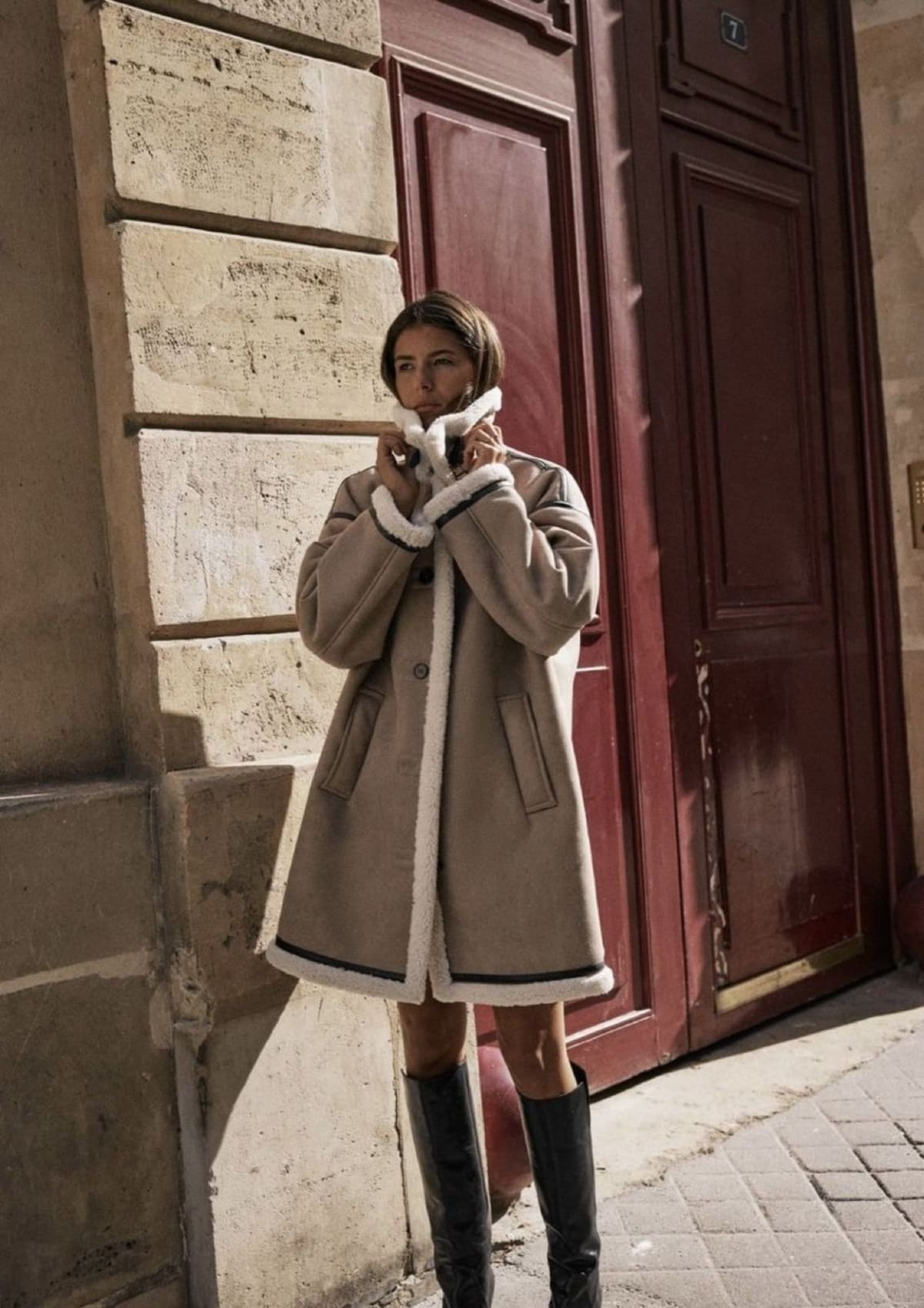 Casaco Alongado com Forro Shearling