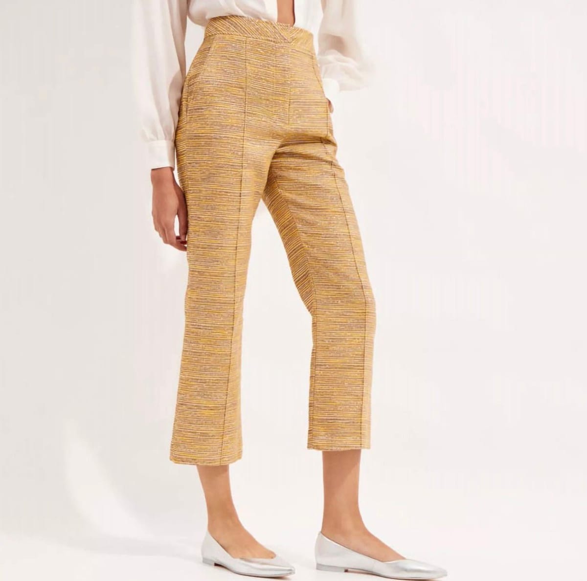 Calça Cropped em Jacquard
