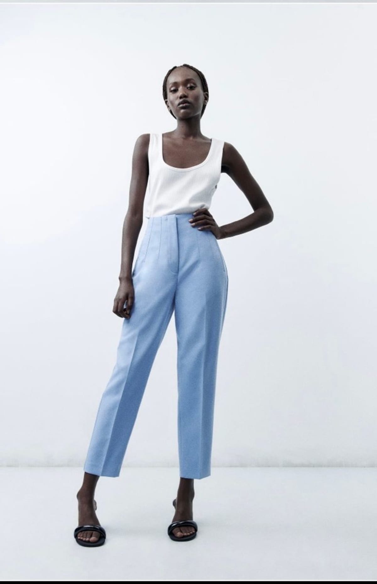 Calça de Alfaiataria Cintura Alta Azul