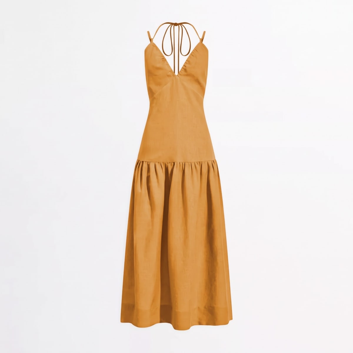 Vestido Midi de Linho Mostarda