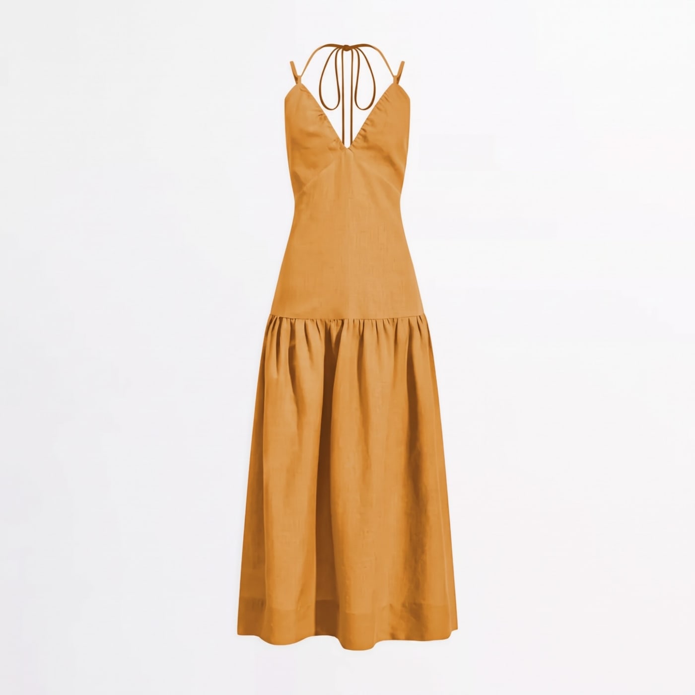 Vestido Midi de Linho Mostarda · NK Store · B.