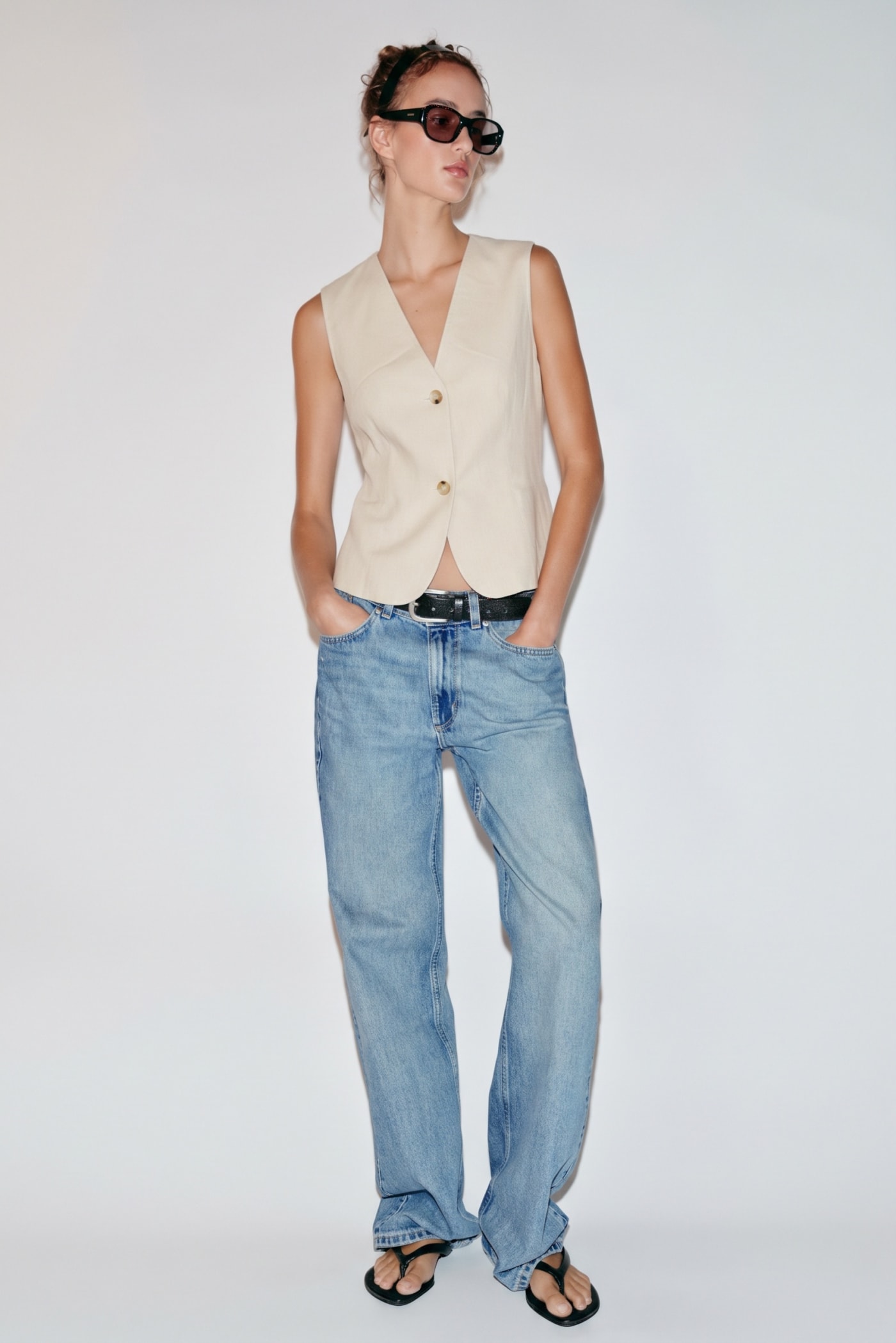 Colete de Linho e Algodão Cru · Zara · B.