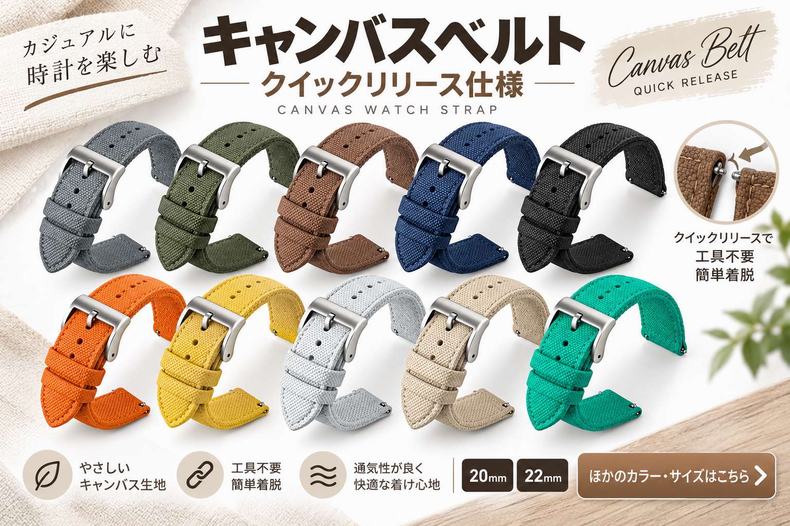 キャンバスベルト クイックリリース仕様 商品一覧