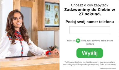 Hotel Bania Case Study - popup SiteCall na stronie