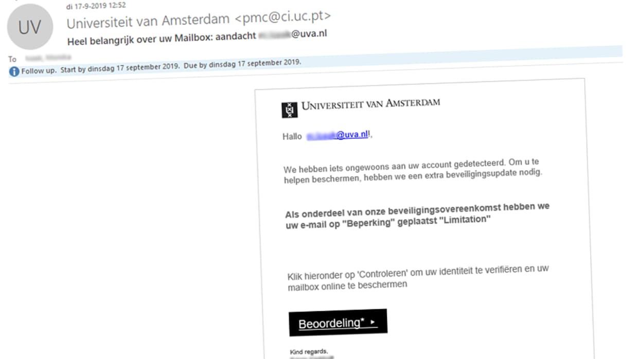 Grootschalige phishingaanval treft UvA