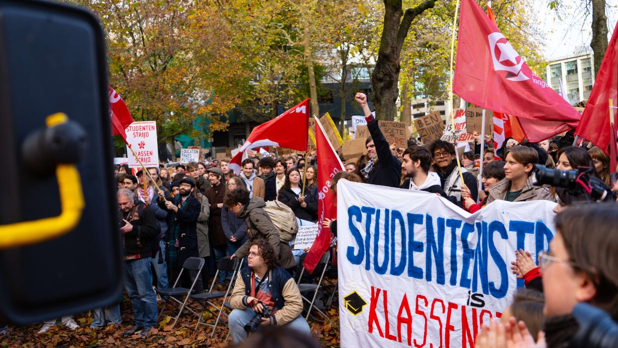 Students during the demonstration of last week.