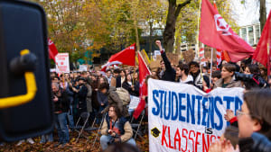 Studenten tijdens de demonstratie van afgelopen week.