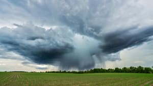 Cloudburst over a field.