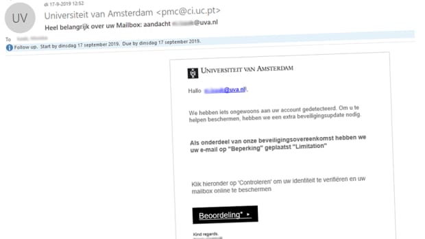 Grootschalige phishingaanval treft UvA