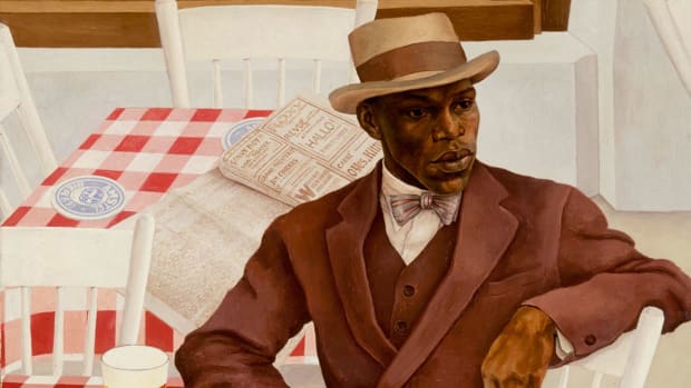  Uitsnede uit &lsquo;Op het terras&rsquo; van Nola Hatterman.