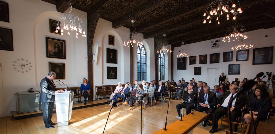De gehoorzaal, waar vroeger de colleges werden gegeven
